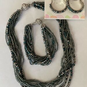 Teal & Silver beaded set